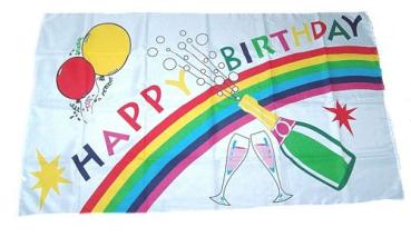 Fahne / Flagge Happy Birthday weiß 30 x 45 cm