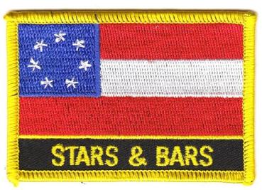 Fahnen Aufnäher Südstaaten - Stars & Bars Schrift