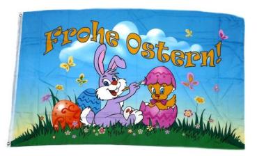 Fahne / Flagge Frohe Ostern Küken Ei 60 x 90 cm