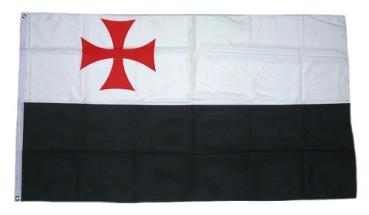 Fahne / Flagge Templer Kreuz schwarz / weiß 90 x 150 cm