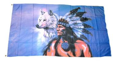 Fahne / Flagge Indianer Wolf 90 x 150 cm