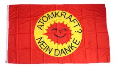 Fahne / Flagge Atomkraft Nein Danke! rot 90 x 150 cm