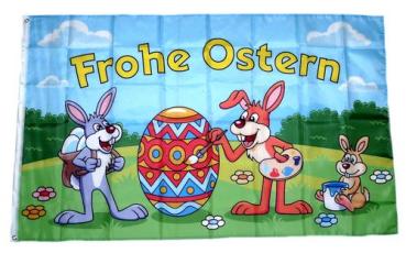 Fahne / Flagge Frohe Ostern Hasen Ei 90 x 150 cm