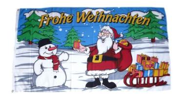 Fahne / Flagge Frohe Weihnachten Schlitten 90 x 150 cm