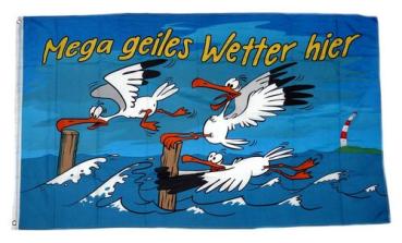 Fahne / Flagge Geiles Wetter hier Möwe 90 x 150 cm