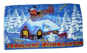 Fahne / Flagge Fröhliche Weihnachten Schlitten 90 x 150 cm