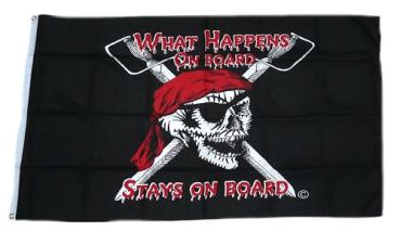 Fahne / Flagge Pirat What happens on Board 90 x 150 cm