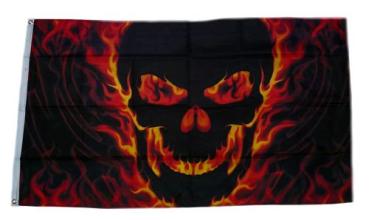 Fahne / Flagge Totenkopf Feuer Skull 90 x 150 cm