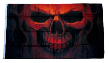 Fahne / Flagge Totenkopf Feuer 90 x 150 cm