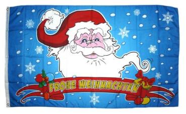 Fahne / Flagge Frohe Weihnachten Kopf blau 90 x 150 cm