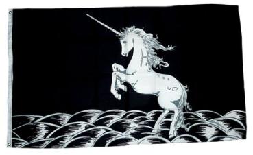 Fahne / Flagge Einhorn schwarz 90 x 150 cm