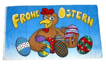 Fahne / Flagge Frohe Ostern Henne Eier 90 x 150 cm