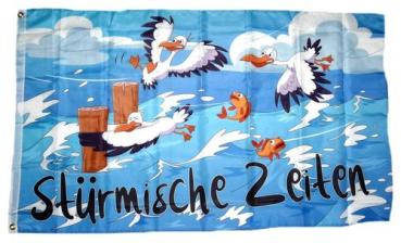 Fahne / Flagge Stürmische Zeiten Küste Möwen 90 x 150 cm