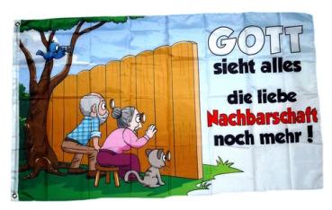 Fahne / Flagge Gott sieht alles Nachbarschaft 90 x 150 cm