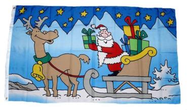 Fahne / Flagge Weihnachten Rentier Schlitten 90 x 150 cm