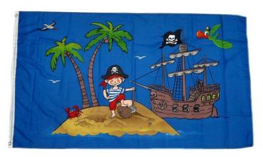 Fahne / Flagge Piratenschiff Schatzinsel 90 x 150 cm