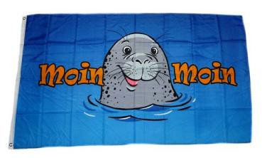 Fahne / Flagge Seehund Moin Moin 90 x 150 cm