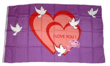 Fahne / Flagge I Love You Herz 90 x 150 cm