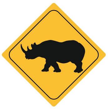 Aufkleber Sticker Achtung Nashorn