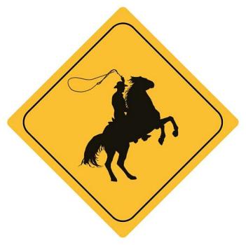 Aufkleber Sticker Achtung Cowboy