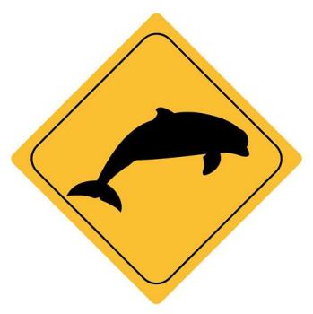 Aufkleber Sticker Achtung Delfin Delphin