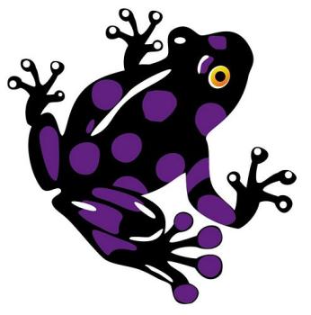 Aufkleber Sticker Frosch schwarz lila