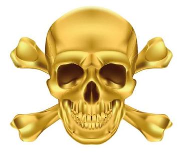 Aufkleber Sticker Totenkopf Skull goldfarben