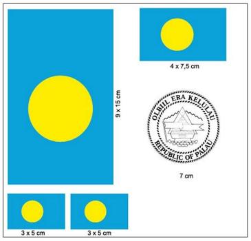 Fahnen Aufkleber Set Palau