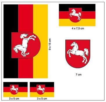 Fahnen Aufkleber Set Niedersachsen