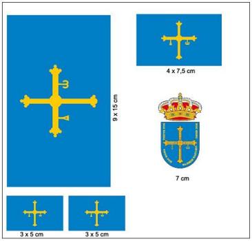 Fahnen Aufkleber Set Spanien - Asturien