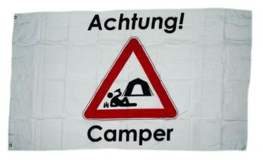 Fahne / Flagge Achtung Camper 90 x 150 cm