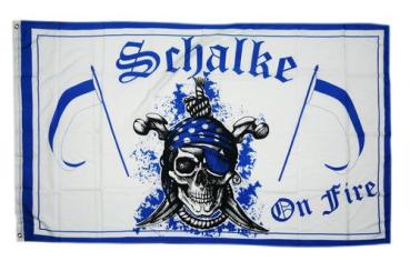 Fahne / Flagge Schalke on Fire weiß 90 x 150 cm