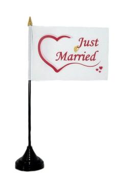 Tischflagge Just Married Hochzeit 10 x 15 cm