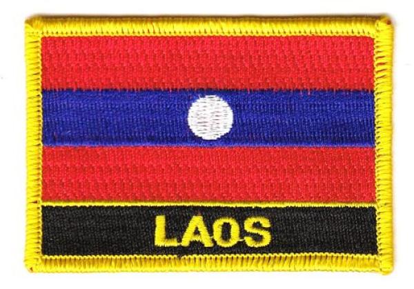 Fahnen Aufnäher Laos Schrift