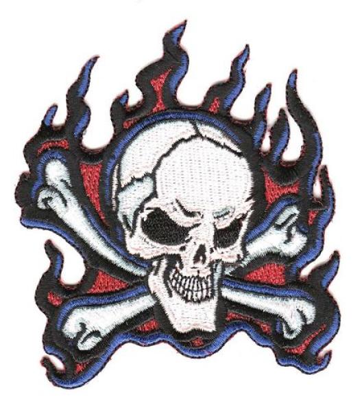 Aufnäher Patch Totenkopf Flammen