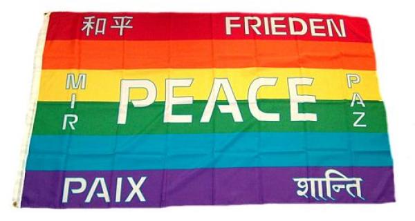 Fahne / Flagge Regenbogen Peace Frieden 60 x 90 cm