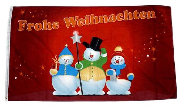 Fahne / Flagge Frohe Weihnachten Schneemänner 60 x 90 cm