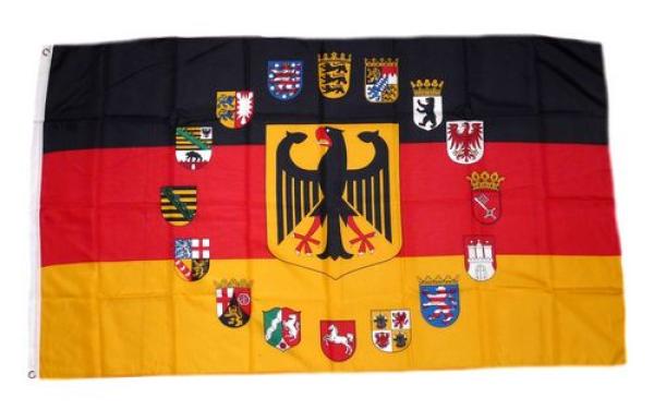 Fahne / Flagge Deutschland 16 Bundesländer Wappen 150 x 250 cm