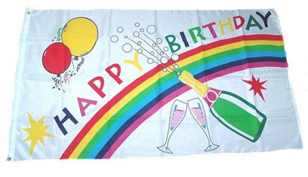 Fahne / Flagge Happy Birthday Geburtstag 90 x 150 cm