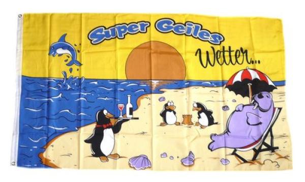 Fahne / Flagge Super geiles Wetter 90 x 150 cm