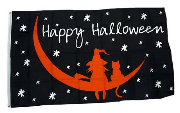 Fahne / Flagge Happy Halloween Mond 90 x 150 cm