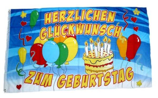 Fahne / Flagge Herzlichen Glückwunsch zum Geburtstag 90 x 150 cm