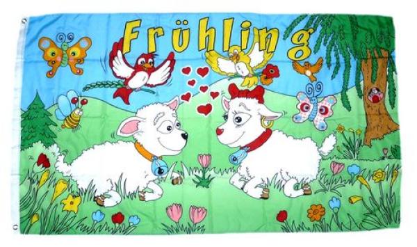 Fahne / Flagge Frühling Schafe 90 x 150 cm