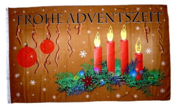 Fahne / Flagge Frohe Adventszeit Kugeln 90 x 150 cm