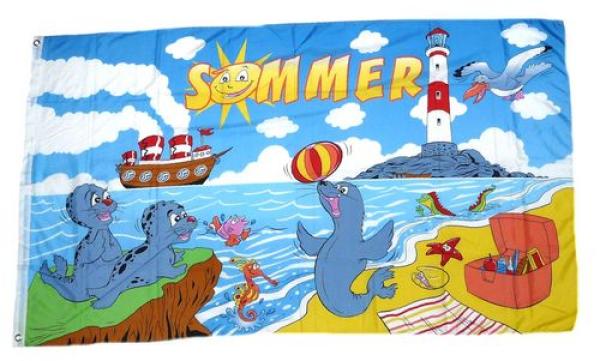 Fahne / Flagge Sommer Leuchtturm 90 x 150 cm