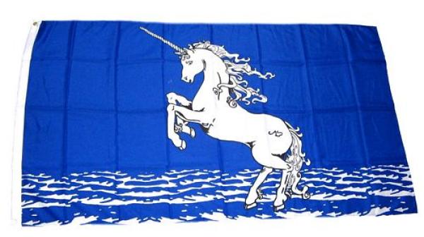 Fahne / Flagge Einhorn blau 90 x 150 cm