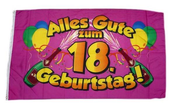 Fahne / Flagge Alles Gute zum 18. Geburtstag 90 x 150 cm