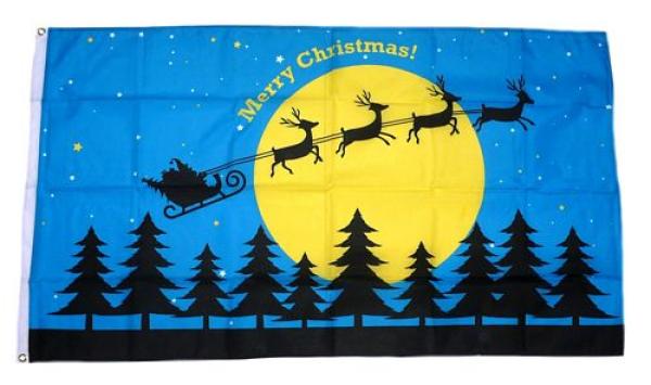 Fahne / Flagge Merry Christmas Schlitten 90 x 150 cm