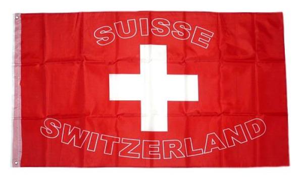 Fahne / Flagge Schweiz Schrift 90 x 150 cm