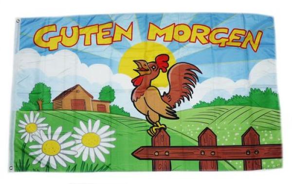 Fahne / Flagge Guten Morgen Hahn 90 x 150 cm